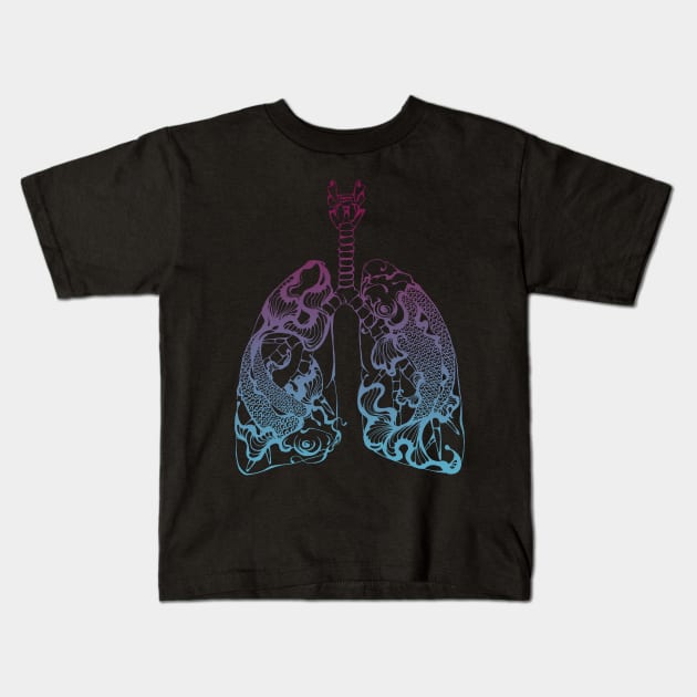 Drowning Lungs (Colored) Kids T-Shirt by FarynHughes